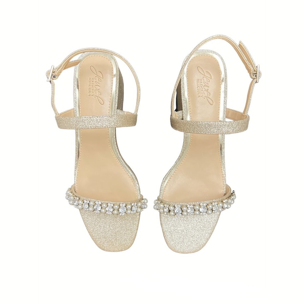 NEW Jewel Badgley Mischka Sizes 8, 9 Autumn Block Heel Sandal - Light Gold - Picture 2 of 8